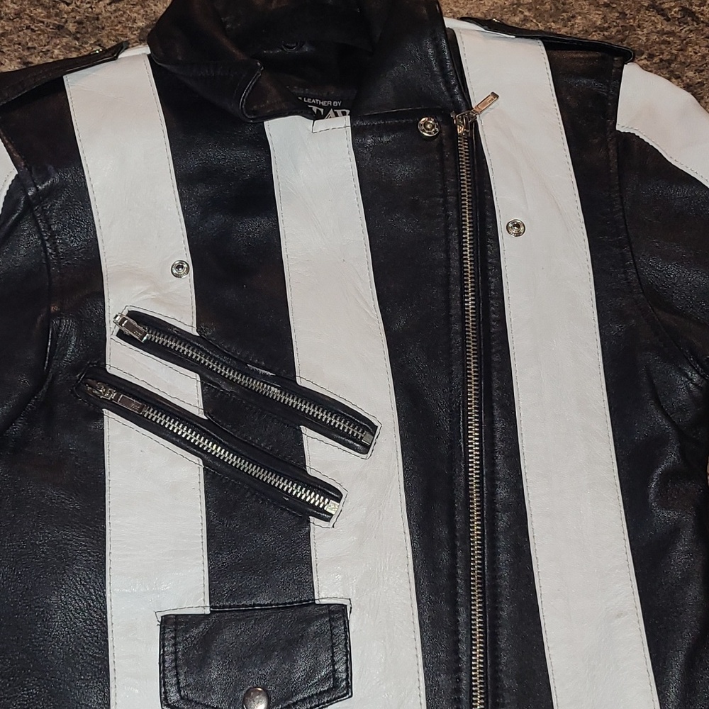 Killstar Black & White Real Leather Jacket - Picture 9 of 11